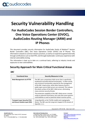 Security Vulnerability Handling - AudioCodes
