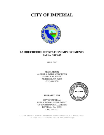 LA BRUCHERIE LIFT STATION IMPROVEMENTS Bid No. 2015-07 - City Of Imperial