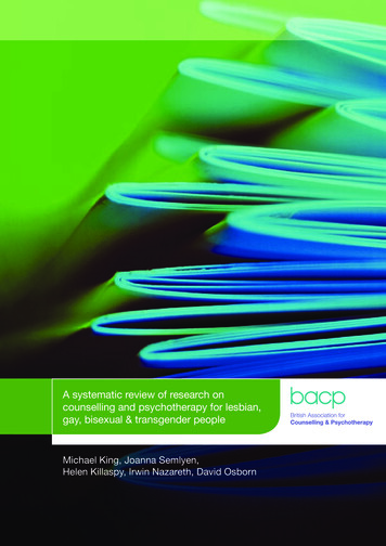 BACP Research Relating To Counselling LGBT Systematic Review