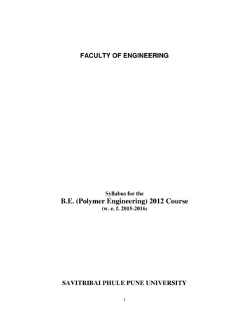 Syllabus For The B.E. (Polymer Engineering) 2012 Course