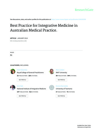Best Practice For Integrative Medicine In Australian . - Dr Marc Cohen