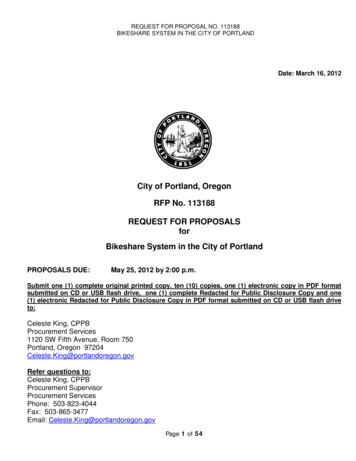 City Of Portland, Oregon RFP No. 113188 REQUEST FOR PROPOSALS For .