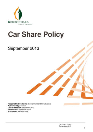 Car Share Policy 2013 - City Of Boroondara