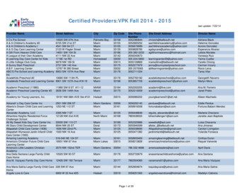 Certified Providers:VPK Fall 2014 - 2015 - ZipData