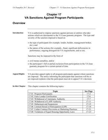 Chapter 17 VA Sanctions Against Program Participants Overview