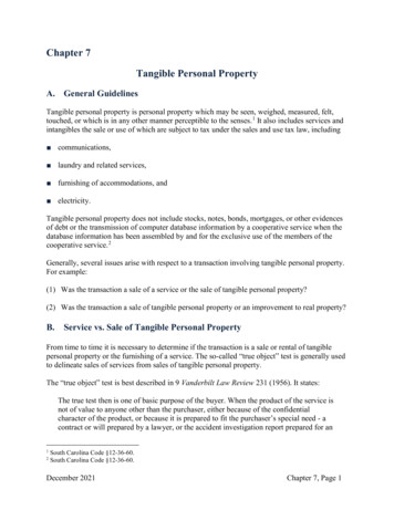 Chapter 7 Tangible Personal Property - South Carolina