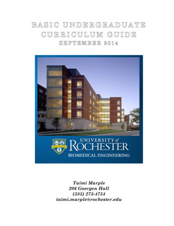 BASIC UNDERGRADUATE CURRICULUM GUIDE - University Of Rochester