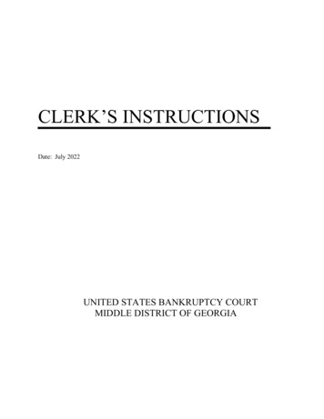CLERK'S INSTRUCTIONS - United States Bankruptcy Court