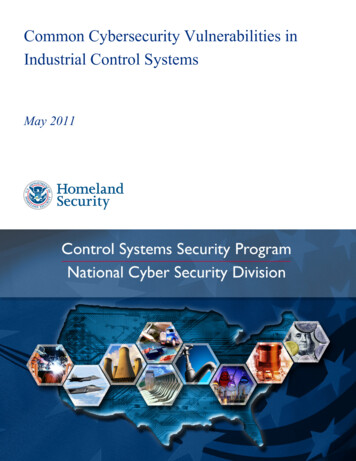 Common Cybersecurity Vulnerabilities In Industrial Control Systems - CISA