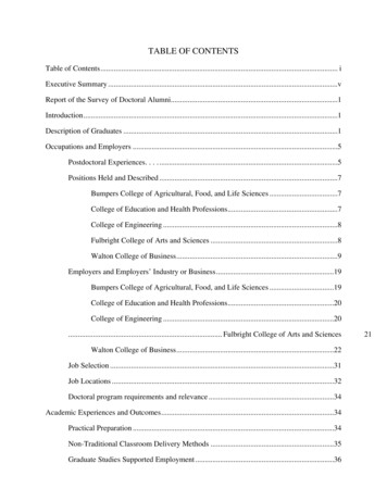 TABLE OF CONTENTS - University Of Arkansas