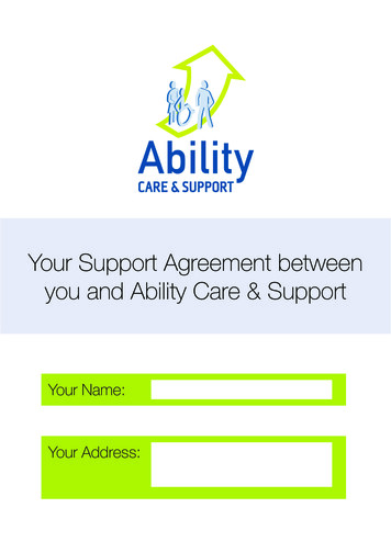 Your Support Agreement Between You And Ability Care & Support