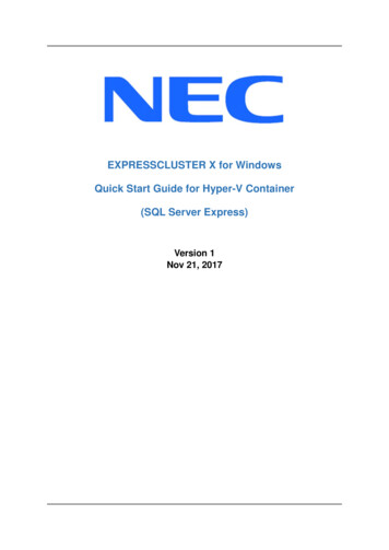 EXPRESSCLUSTER X For Windows Quick Start Guide For Hyper-V . - NEC