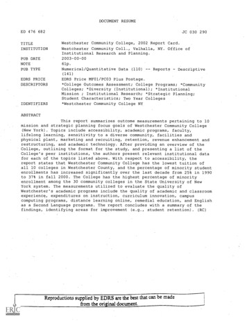 DOCUMENT RESUME TITLE Westchester Community College, 2002 Report . - Ed