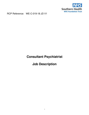 Consultant Psychiatrist Job Description - Bmj 