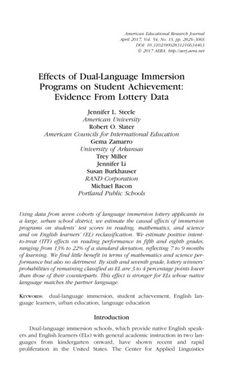 Effects Of Dual-Language Immersion Programs On Student Achievement . - Ed