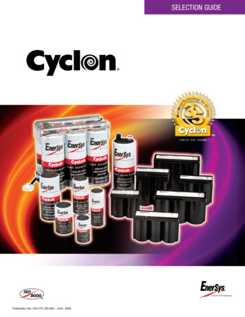 EnerSys Cyclon Selection Guide - Battery Specialties