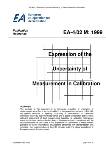 EA-4 02 M: 1999 Expression Of The Uncertainty Of . - Isobudgets