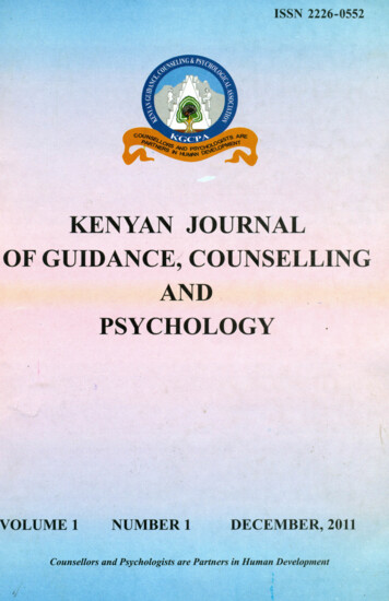 Kenyan Journal Of Guidance, Counselling And Psychology