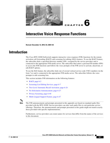 Interactive Voice Response Functions - Cisco