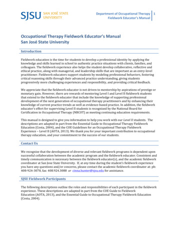Occupational Therapy Fieldwork Educator's Manual San José State University