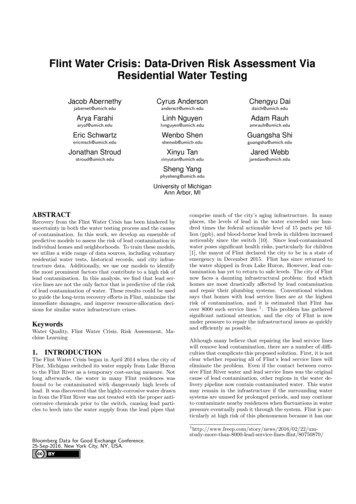 Flint Water Crisis: Data-Driven Risk Assessment Via Residential Water .