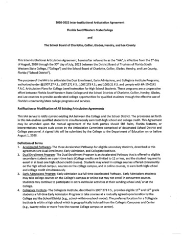 2020-2022 Inter-Institutional Articulation Agreement Florida .