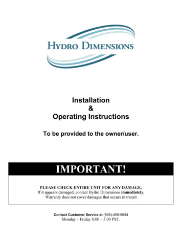 Hydro Dimension Walk-in Bathtub Instructions 2011