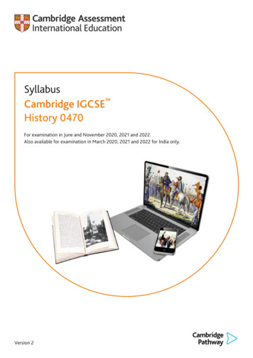 Syllabus Cambridge IGCSE History 0470 - Cambridge International School