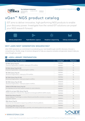 WHY XGEN NEXT GENERATION SEQUENCING? XGEN LIBRARY PREPARATION