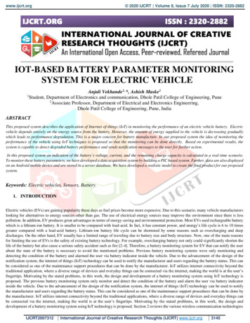 Iot-based Battery Parameter Monitoring System For Electric Vehicle - Ijcrt