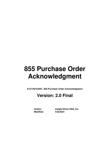 855 Purchase Order Acknowledgment - Insight