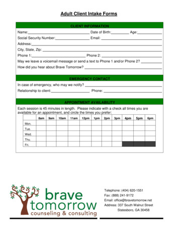 Adult Client Intake Forms - Brave Tomorrow Counseling And Consulting