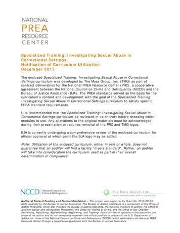 Specialized Training: Investigating Sexual Abuse . - PREA Resource Center