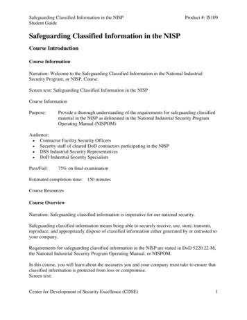 Safeguarding Classified Information In The NISP - CDSE