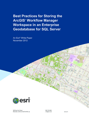 Best Practices For Storing The ArcGIS Workflow Manager Workspace . - Esri