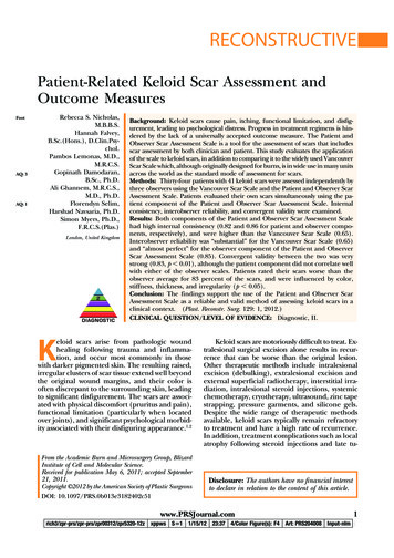 Keloid Scar Assessment And Outcome Measures