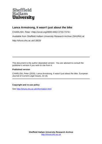 Lance Armstrong, It Wasn't Just About The Bike - SHURA