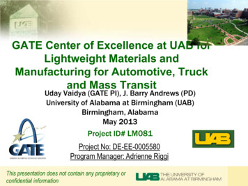 GATE Center Of Excellence At UAB For Lightweight Materials And .