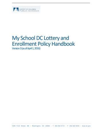 Lottery Policy Handbook - V3 As Of 06 02 16 - Dcps