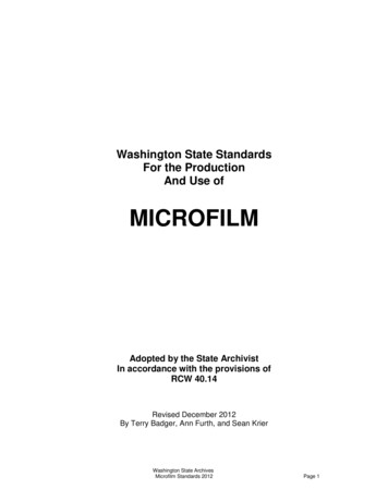 Washington State Standards For The Production And Use Of Microfilm