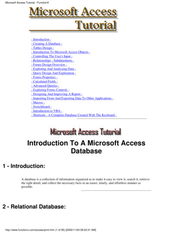 Introduction To A Microsoft Access Database - Weblessons