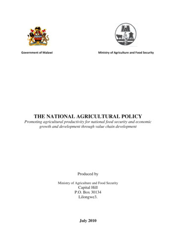 THE NATIONAL AGRICULTURAL POLICY - Faolex