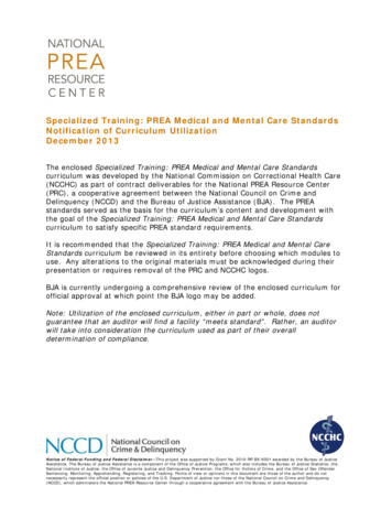 Specialized Training: PREA Medical And Mental . - PREA Resource Center