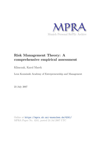 Risk Management Theory: A Comprehensive Empirical Assessment - LMU