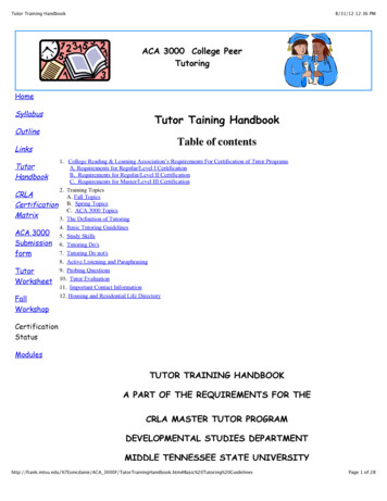 Tutor Training Handbook - University Of Houston