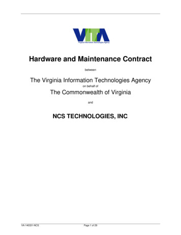 Hardware And Maintenance Contract - NCS T