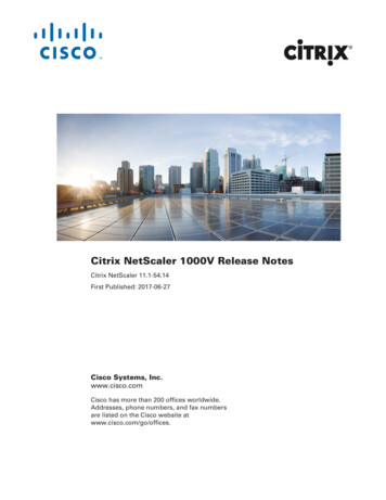 Citrix NetScaler 1000V ReleaseNotes - Cisco