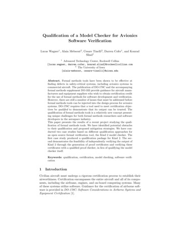 Quali Cation Of A Model Checker For Avionics Software Veri Cation