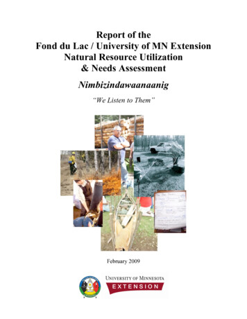 Report Of The Fond Du Lac / University Of MN Extension Natural Resource .