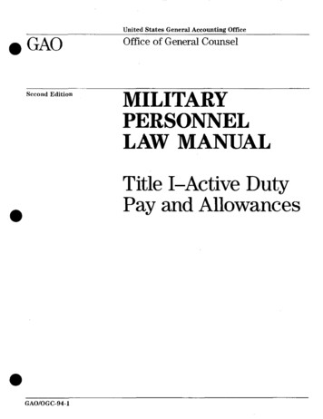 OGC-94-1 Military Personnel Law Manual: Title I--Active Duty Pay And .